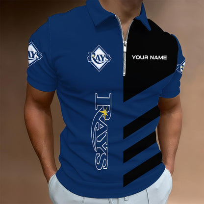 [FLASH SALE] NEW CUSTOMIZED MLB21 TBR TAMPA BAY RAYS ZIP POLO SHIRT