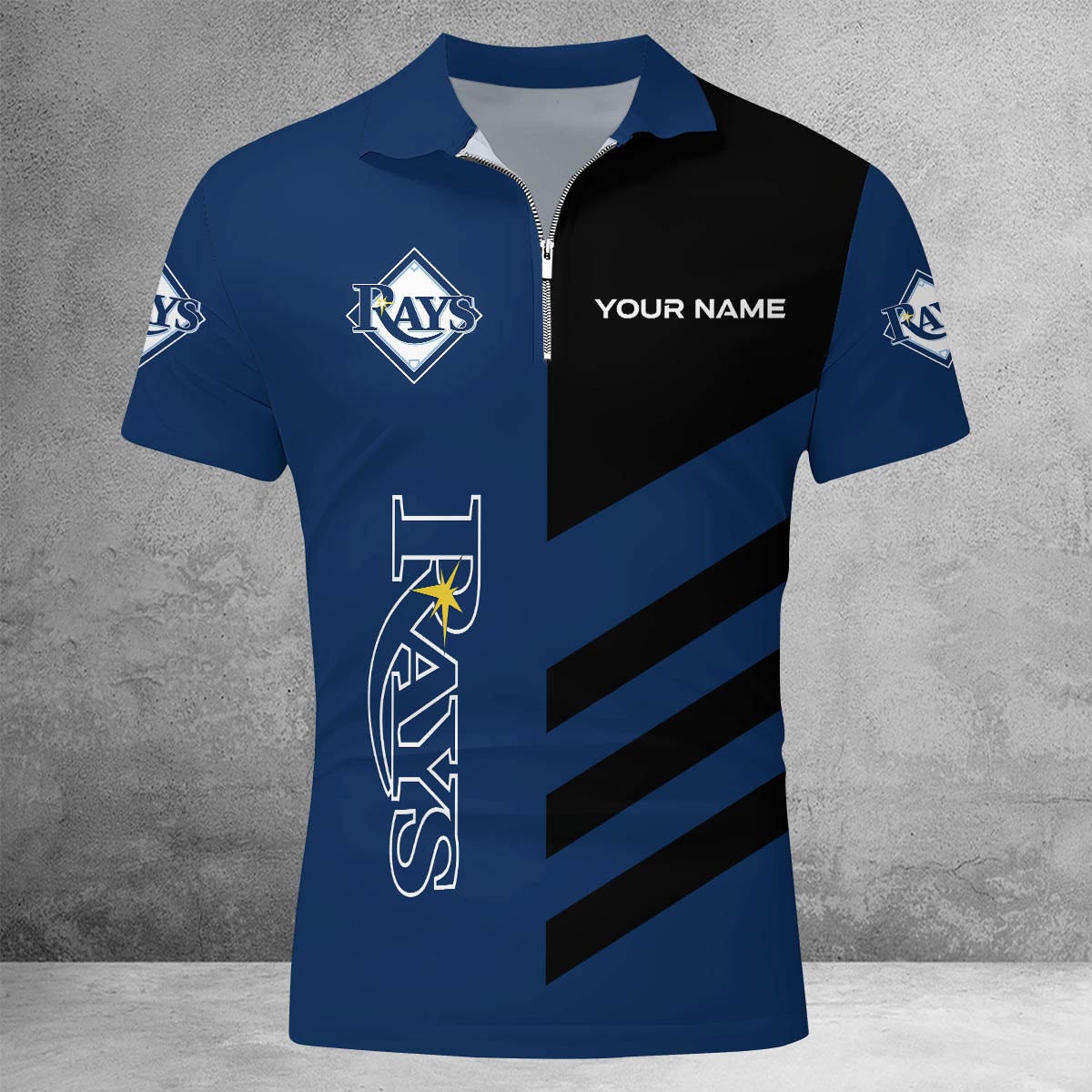 [FLASH SALE] NEW CUSTOMIZED MLB21 TBR TAMPA BAY RAYS ZIP POLO SHIRT
