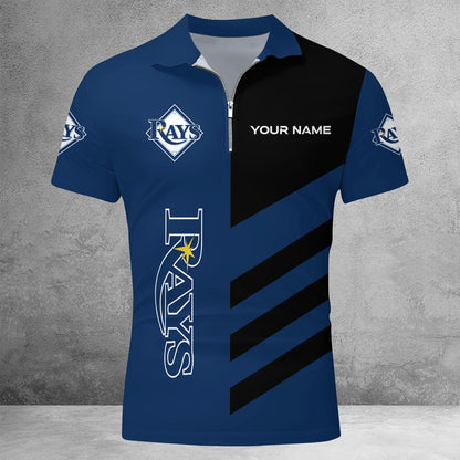 [FLASH SALE] NEW CUSTOMIZED MLB21 TBR TAMPA BAY RAYS ZIP POLO SHIRT