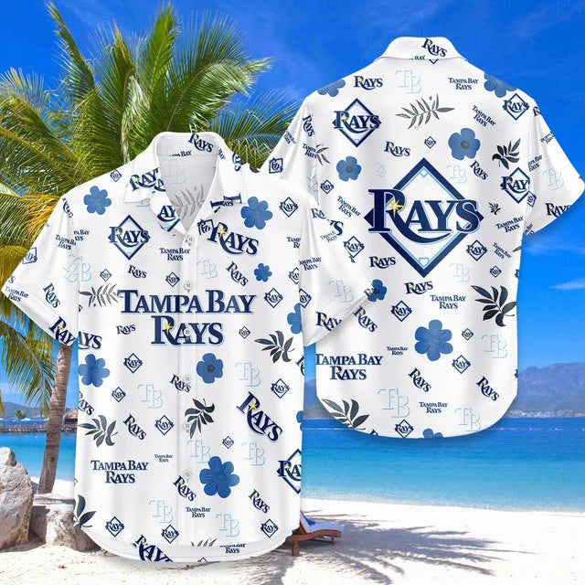 [FLASH SALE] NEW CUSTOMIZED MLB21 TBR TAMPA BAY RAYS UNISEX HAWAIIAN SHIRT & SHORTS SET