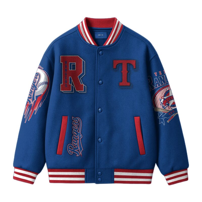 [FLASH SALE] NEW CUSTOMIZED MLB08 TX RANGERS SATIN VARSITY & BASEBALL JACKET