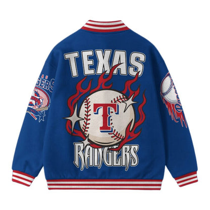 [FLASH SALE] NEW CUSTOMIZED MLB08 TX RANGERS SATIN VARSITY & BASEBALL JACKET