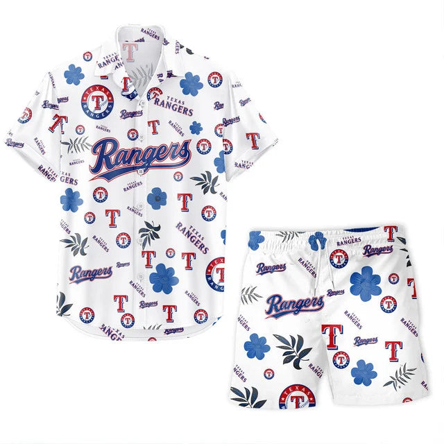 [FLASH SALE] NEW CUSTOMIZED MLB08 TRS TEXAS RANGERS UNISEX HAWAIIAN SHIRT & SHORTS SET