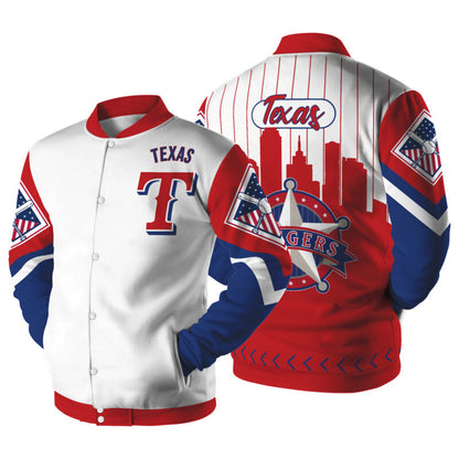 [FLASH SALE] NEW CUSTOMIZED MLB08 TX RANGERS SATIN VARSITY & BASEBALL JACKET