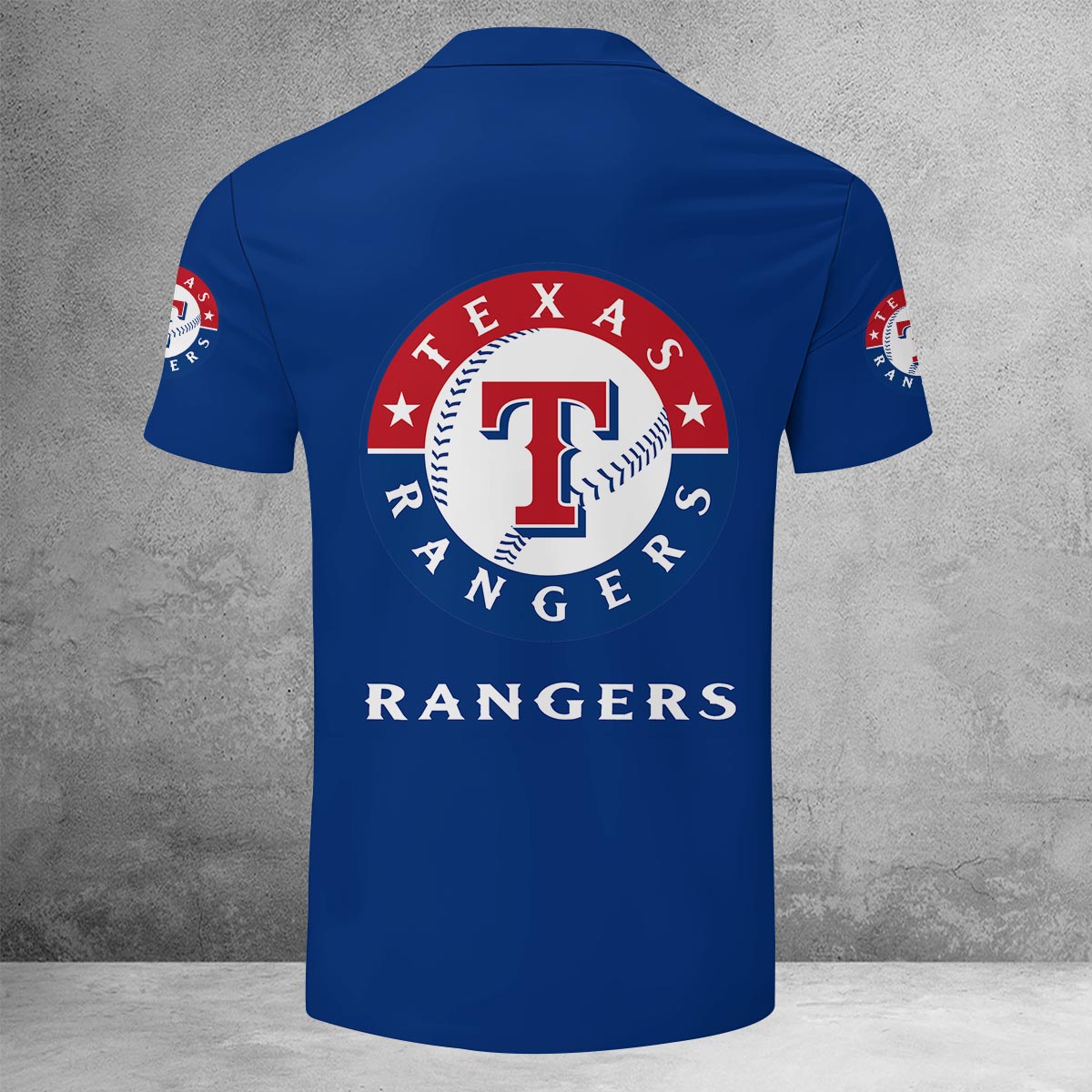 [FLASH SALE] NEW CUSTOMIZED MLB08 TRS TEXAS RANGERS ZIP POLO SHIRT