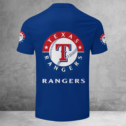 [FLASH SALE] NEW CUSTOMIZED MLB08 TRS TEXAS RANGERS ZIP POLO SHIRT