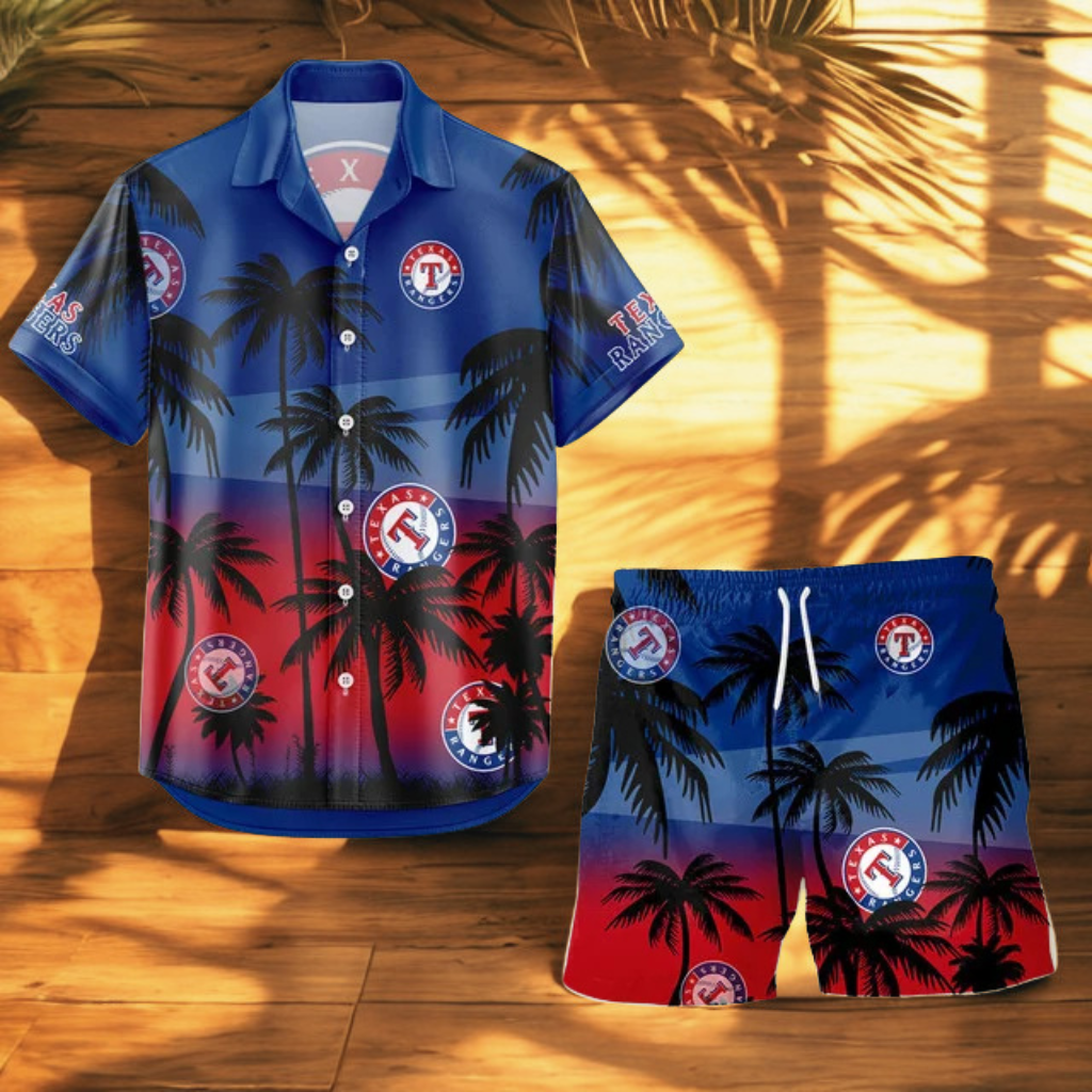 [FLASH SALE] NEW CUSTOMIZED MLB08 TRS TEXAS RANGERS UNISEX HAWAIIAN SHIRT & SHORTS SET