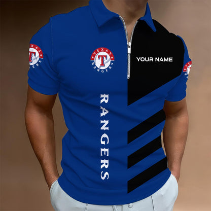 [FLASH SALE] NEW CUSTOMIZED MLB08 TRS TEXAS RANGERS ZIP POLO SHIRT