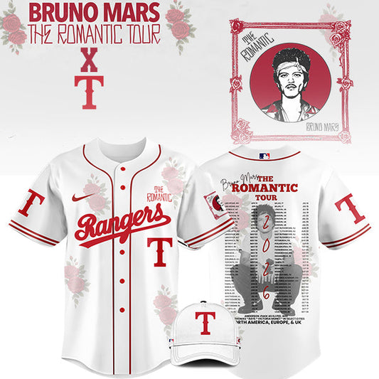[FLASH SALE] NEW CUSTOMIZED MLB08 TX RANGERS x BRUNO MARS BASEBALL JERSEY & CAP