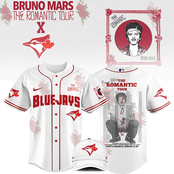 [FLASH SALE] NEW CUSTOMIZED MLB12 TR BLUE JAYS x BRUNO MARS BASEBALL JERSEY & CAP