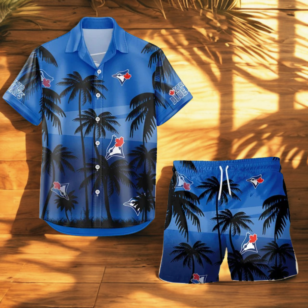 [FLASH SALE] NEW CUSTOMIZED MLB12 TBJ TORONTO BLUE JAYS UNISEX HAWAIIAN SHIRT & SHORTS SET
