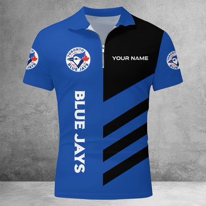 [FLASH SALE] NEW CUSTOMIZED MLB12 TBJ TORONTO BLUE JAYS ZIP POLO SHIRT