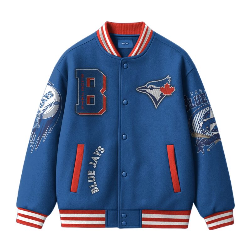 [FLASH SALE] NEW CUSTOMIZED MLB12 TR BLUE JAYS SATIN VARSITY & BASEBALL JACKET