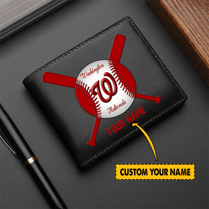 [FLASH SALE] NEW CUSTOMIZED MLB28 WA NATIONALS LEATHER WALLET