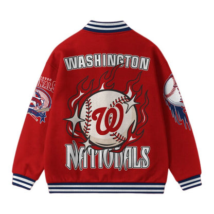 [FLASH SALE] NEW CUSTOMIZED MLB28 WA NATIONALS SATIN VARSITY & BASEBALL JACKET