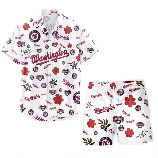 [FLASH SALE] NEW CUSTOMIZED MLB28 WNS WASHINGTON NATIONALS UNISEX HAWAIIAN SHIRT & SHORTS SET