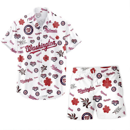 [FLASH SALE] NEW CUSTOMIZED MLB28 WNS WASHINGTON NATIONALS UNISEX HAWAIIAN SHIRT & SHORTS SET