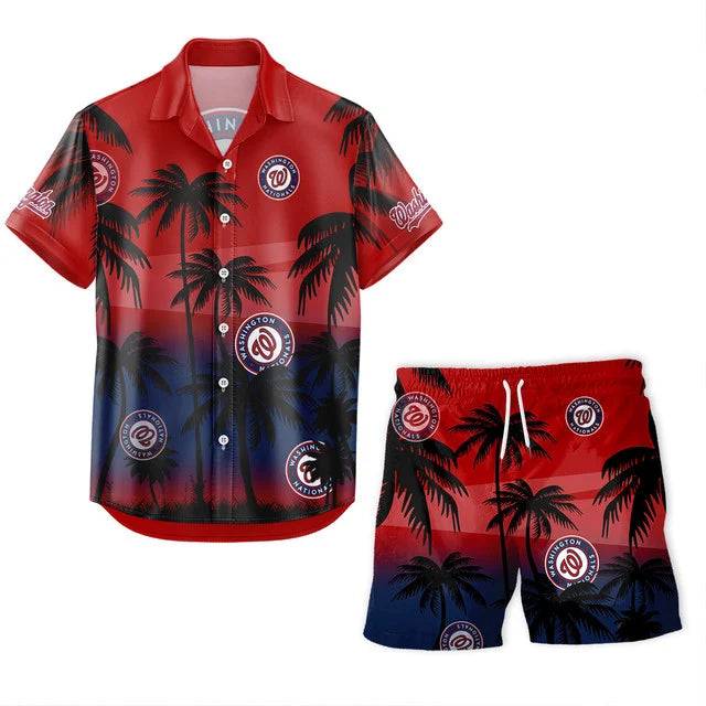 [FLASH SALE] NEW CUSTOMIZED MLB28 WNS WASHINGTON NATIONALS UNISEX HAWAIIAN SHIRT & SHORTS SET