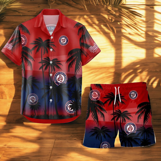[FLASH SALE] NEW CUSTOMIZED MLB28 WNS WASHINGTON NATIONALS UNISEX HAWAIIAN SHIRT & SHORTS SET