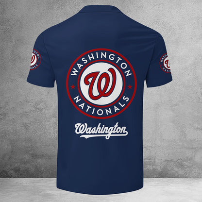 [FLASH SALE] NEW CUSTOMIZED MLB28 WNS WASHINGTON NATIONALS ZIP POLO SHIRT