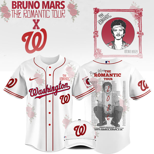 [FLASH SALE] NEW CUSTOMIZED MLB28 WA NATIONALS x BRUNO MARS BASEBALL JERSEY & CAP